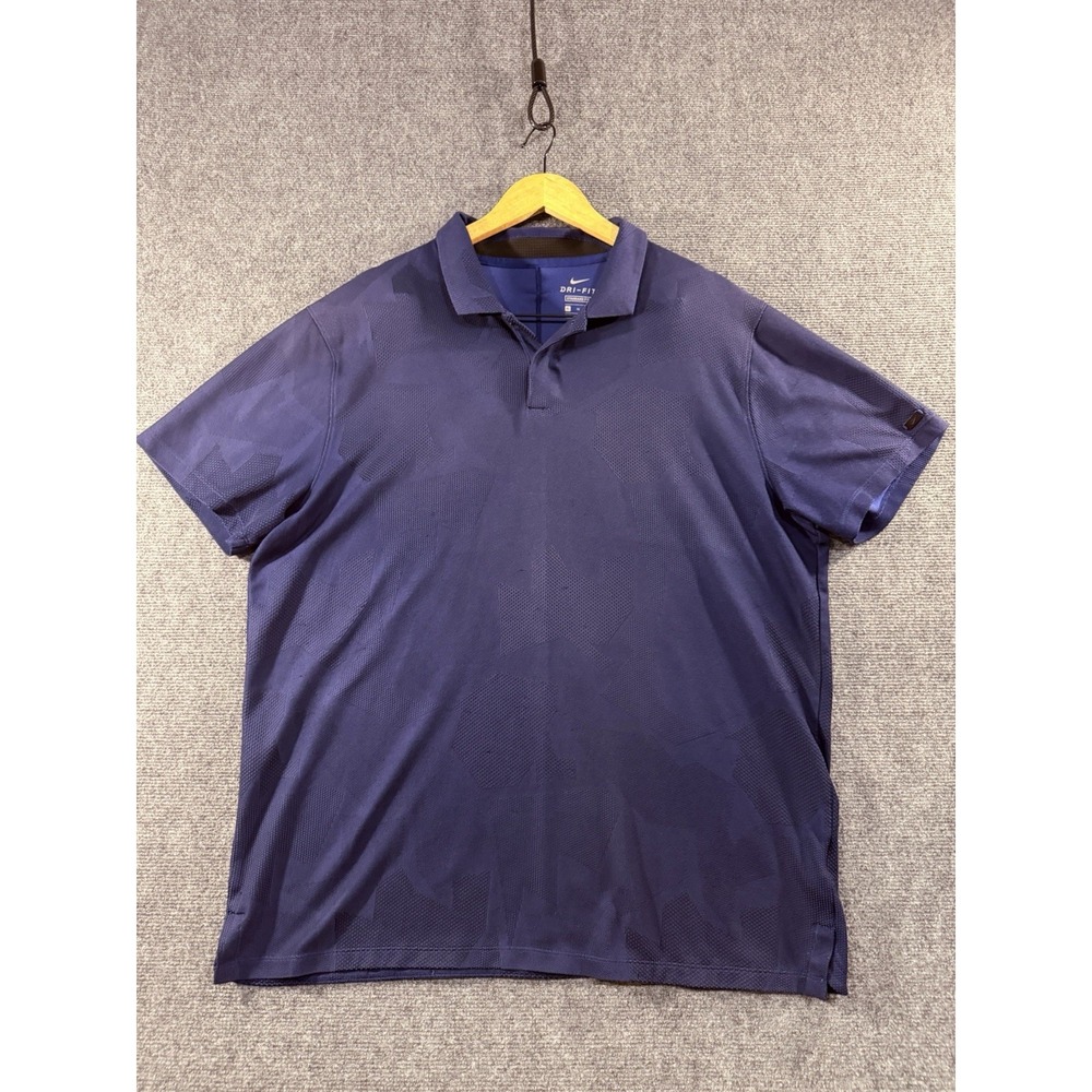 Nike Dri-FIT Polo Shirt Mens XL Navy Blue Tonal Camo Golf Performance TW